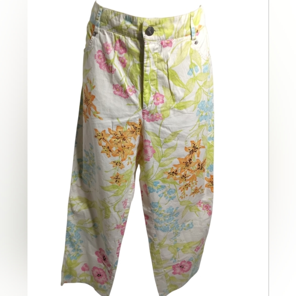 Averado Bessi Floral High Waist Zip Pocket Straight Leg Pants Spring Pastel